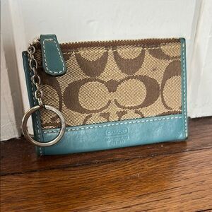 Coach Brown and Teal Card Holder